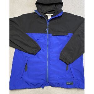 Vintage LL Bean Windbreaker Jacket Women's Large Nylon Zip Pockets Hood 90s‎ USA